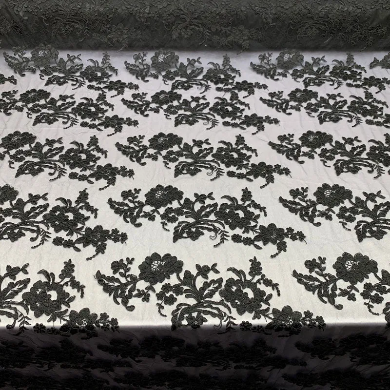 2 Way Stretch Flowers Mesh Lace Embroidered Lace Fabric By The Yard