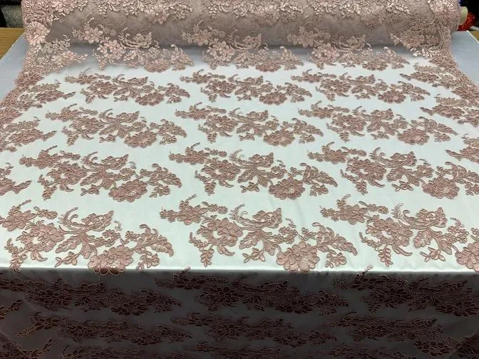 2 Way Stretch Flowers Mesh Lace Embroidered Lace Fabric By The Yard