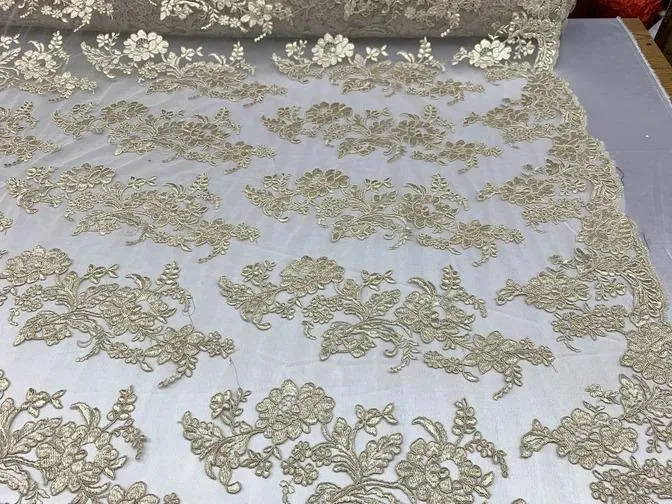 2 Way Stretch Flowers Mesh Lace Embroidered Lace Fabric By The Yard