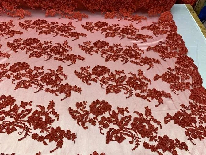 2 Way Stretch Flowers Mesh Lace Embroidered Lace Fabric By The Yard