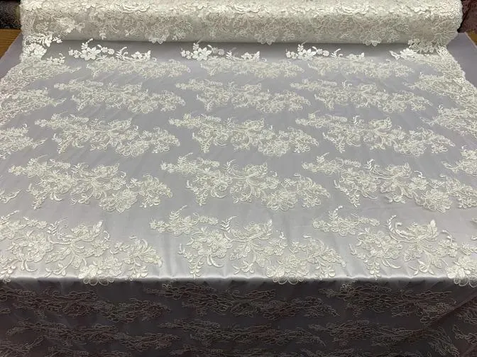 2 Way Stretch Flowers Mesh Lace Embroidered Lace Fabric By The Yard