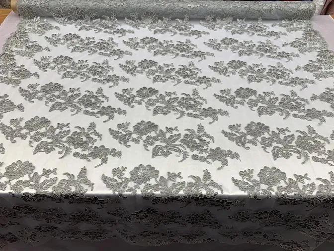 2 Way Stretch Flowers Mesh Lace Embroidered Lace Fabric By The Yard