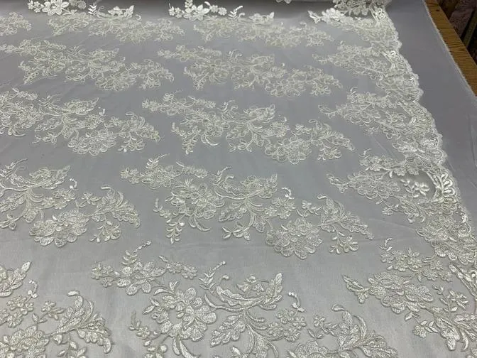 2 Way Stretch Flowers Mesh Lace Embroidered Lace Fabric By The Yard