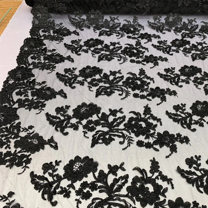 2 Way Stretch Flowers Mesh Lace Embroidered Lace Fabric By The Yard