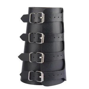 4 Layer Arm Armor Wide Belt Wrap Gauntlet Bracer PU Leather Adjustable Cuff Bracelet