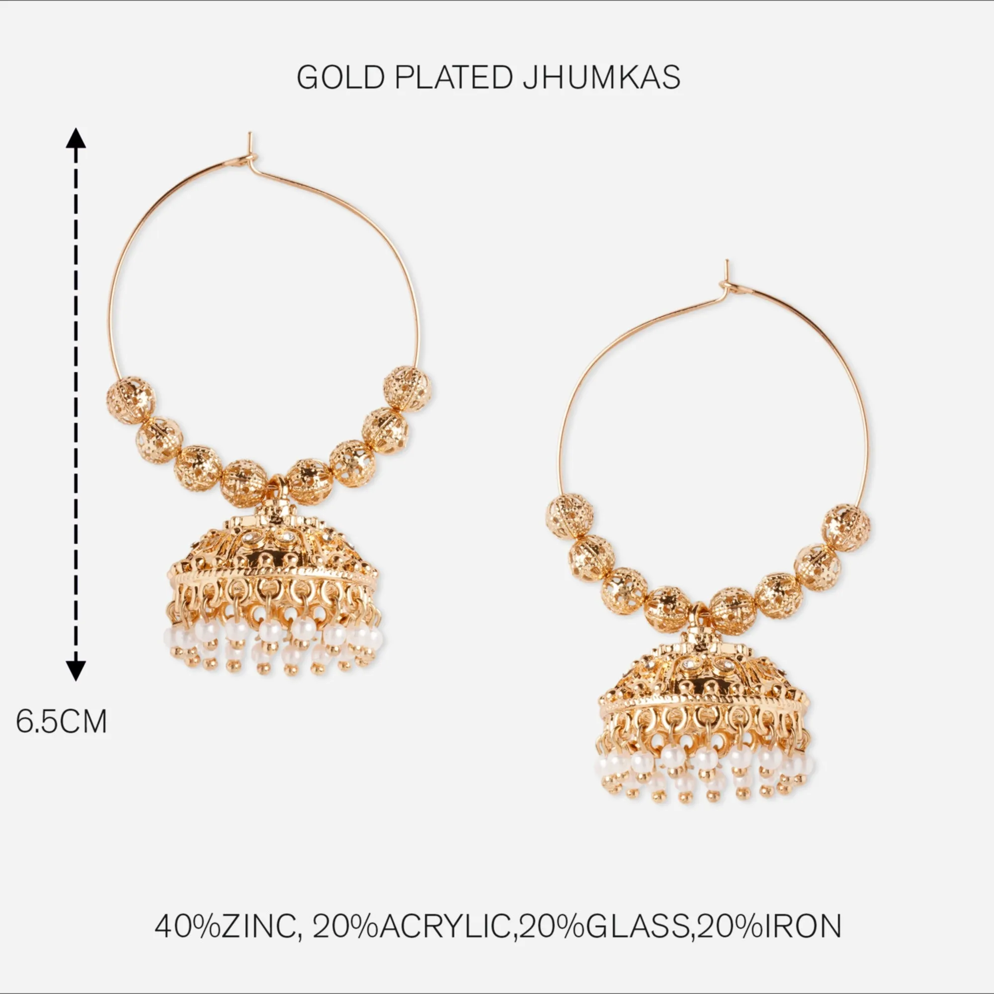 Accessorize London Women's Gold Plated Jhumkas