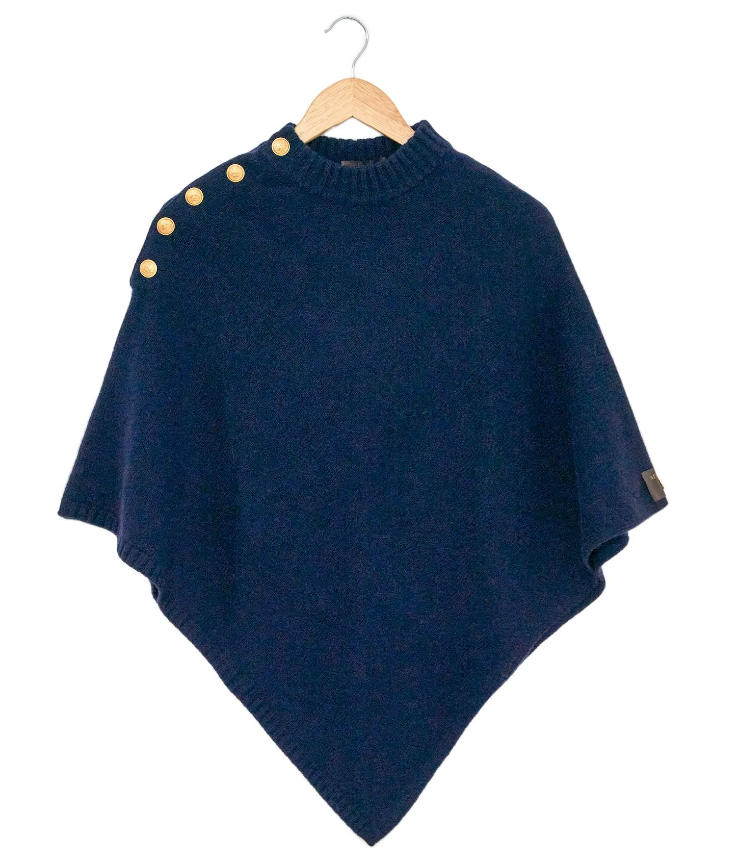 ADAMSBRO SOLID CASHMERE PONCHO NAVY