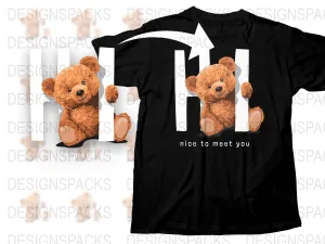 Adorable Teddy Bear Peeking Design Png Digital Download