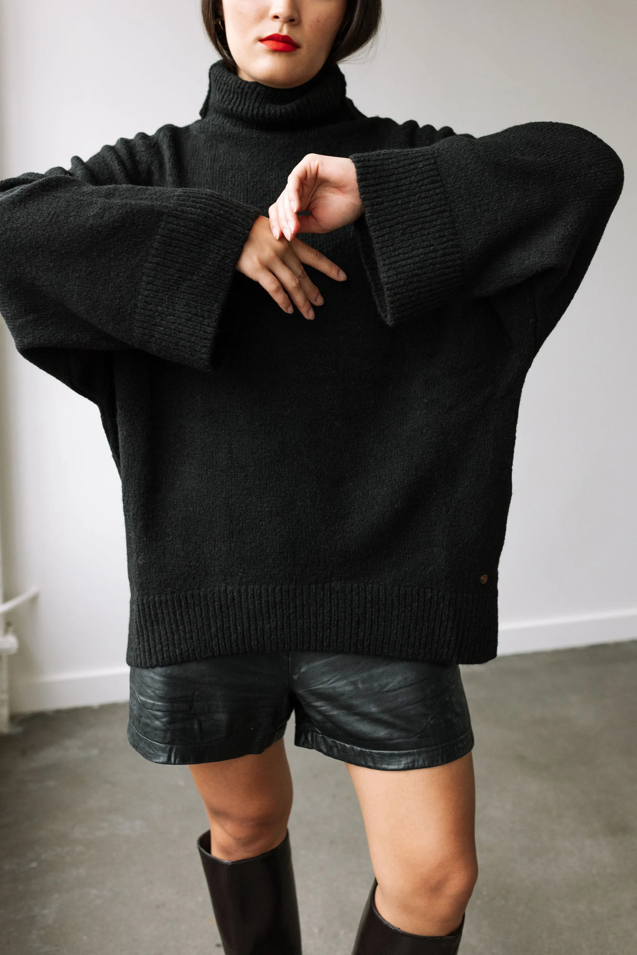 Alpaca and Wool Blend Sweater (Black)