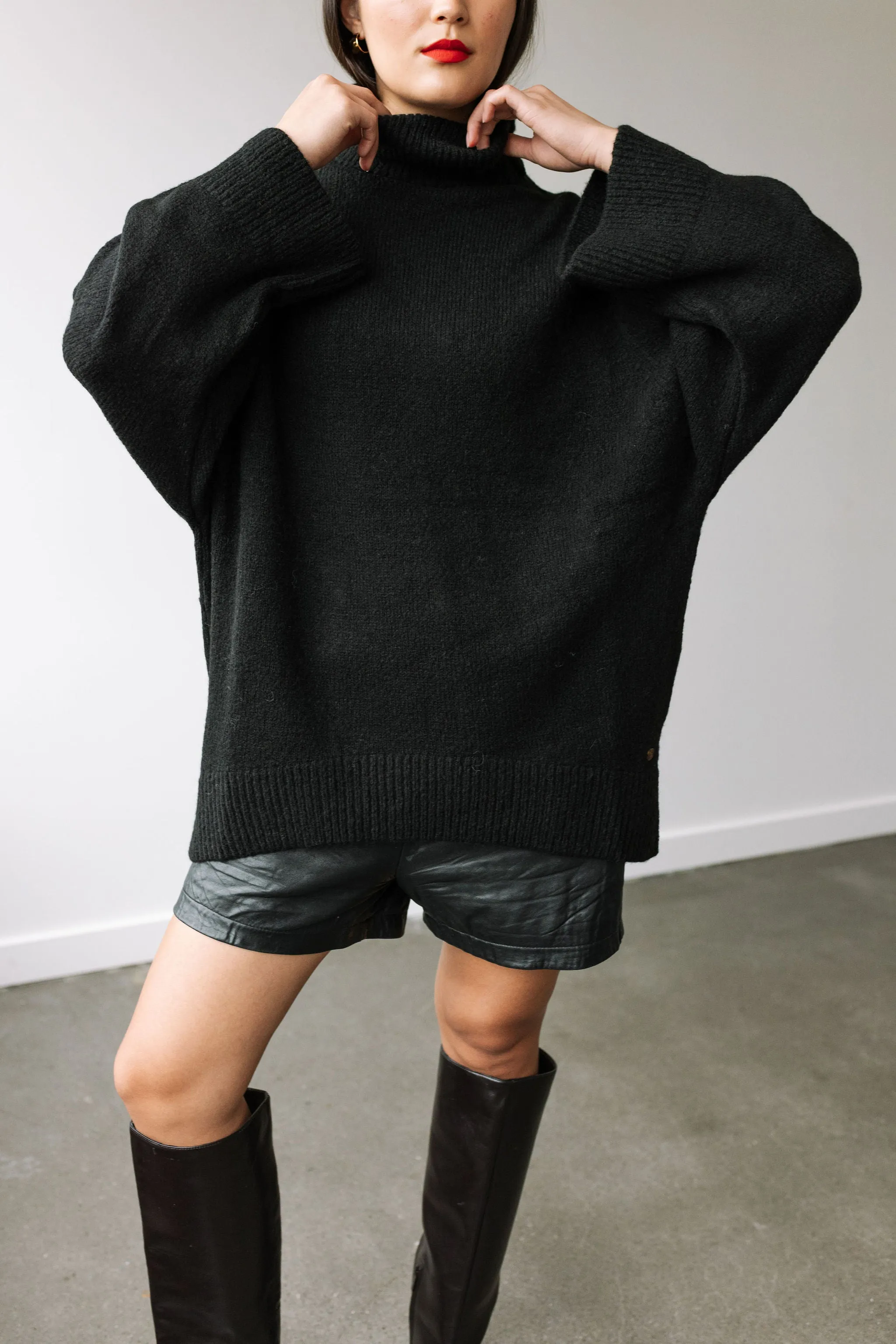 Alpaca and Wool Blend Sweater (Black)