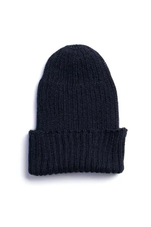 Alpaca Wool Ribbed Beanie Navy