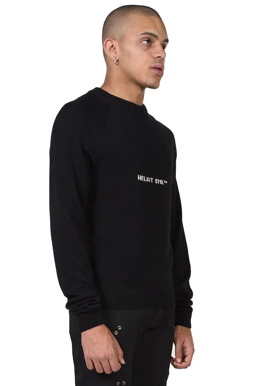 Black Intarsia Logo Sweater