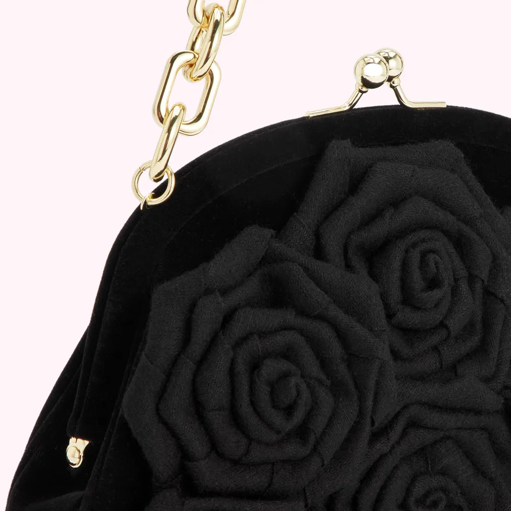 BLACK LIFE IS A BAG OF ROSES ROSIE HANDBAG