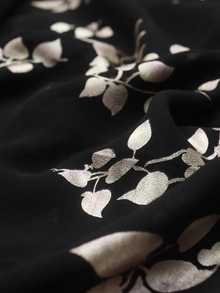 Black Trendy Foil Print Georgette Fabric (0.5 Mtr)