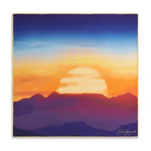 Blue Orange Sunrise Printed Silk Pocket Square