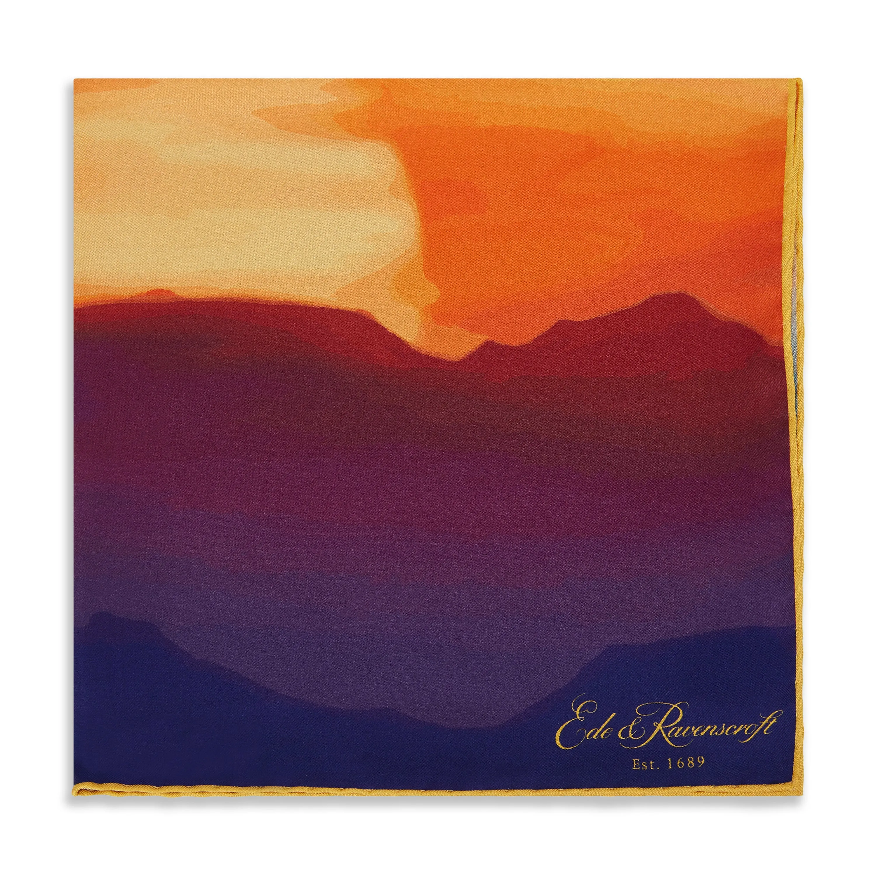 Blue Orange Sunrise Printed Silk Pocket Square