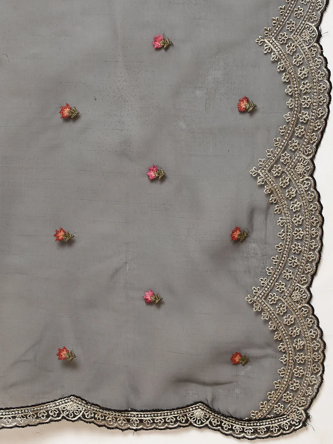 Booti Embroidered Organza Unstitched Suit Piece With Dupatta