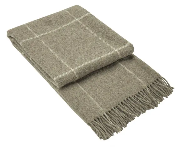 Brighton Throw - 100% NZ Wool - Beige Striped