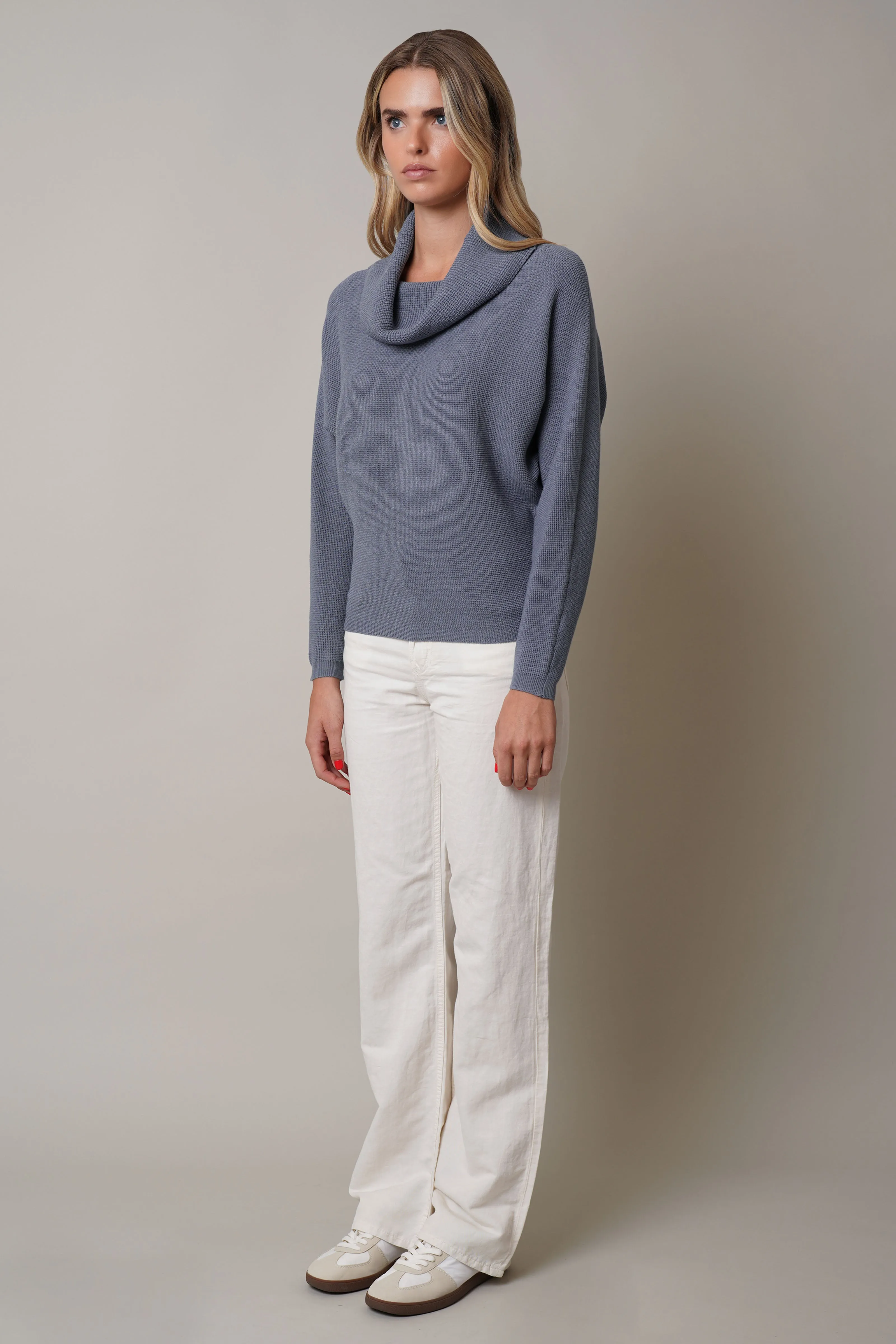 Cowl Neck Dropped Sleeve Sweater