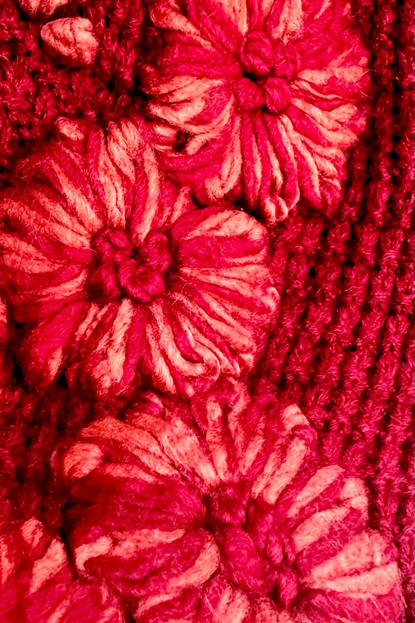 Crimson Embroidered Flower Detail Knit Sweater