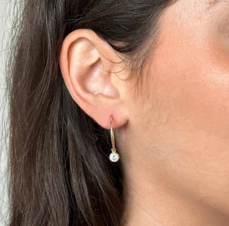 Dainty Hoops With CZ Charm