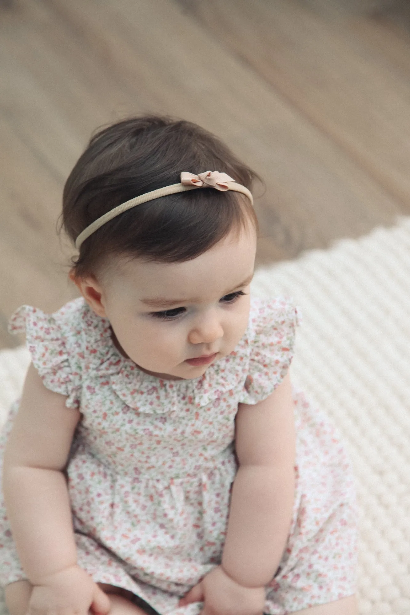 Dainty Mini Bow Headband in Nude