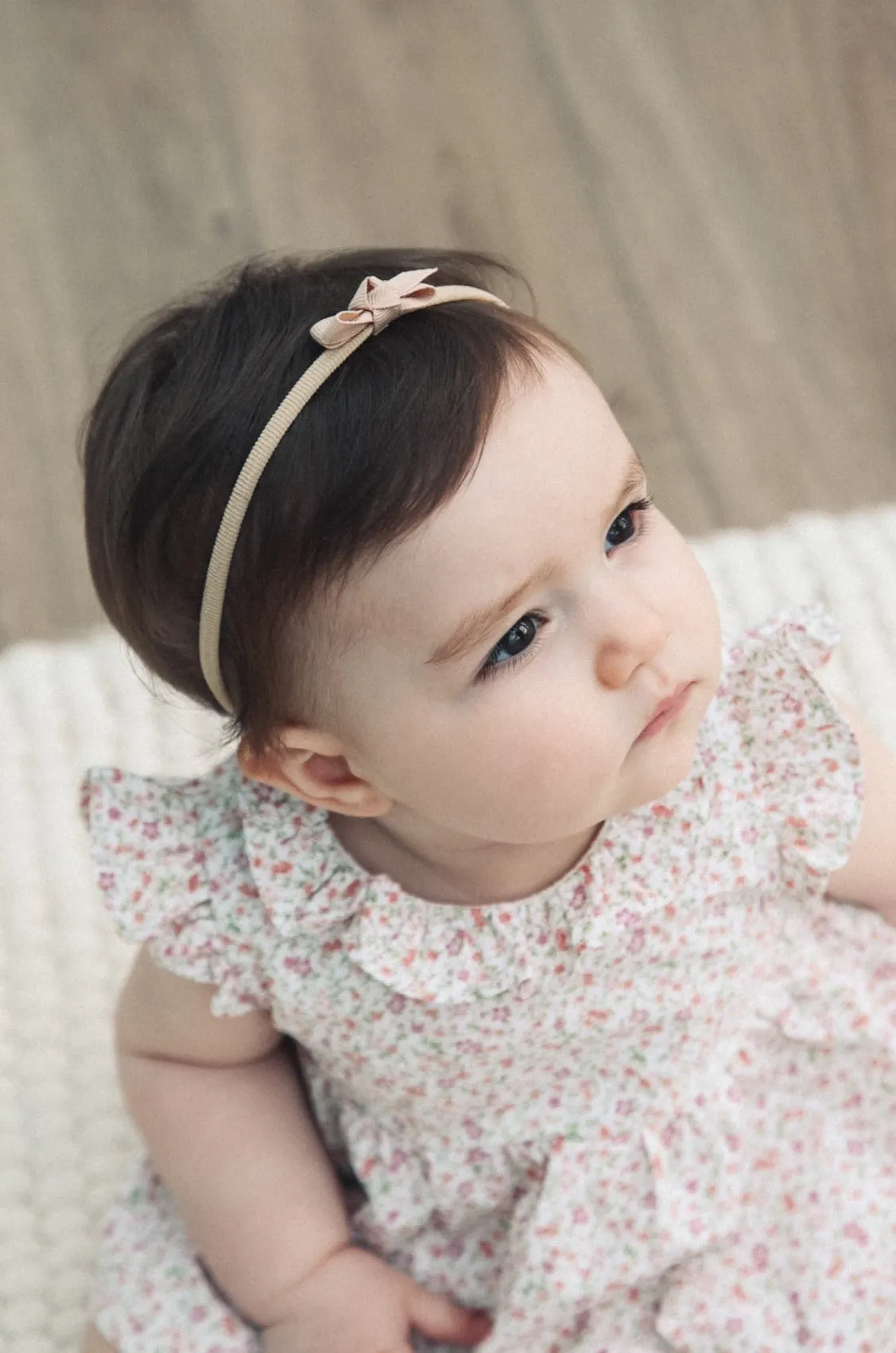 Dainty Mini Bow Headband in Nude