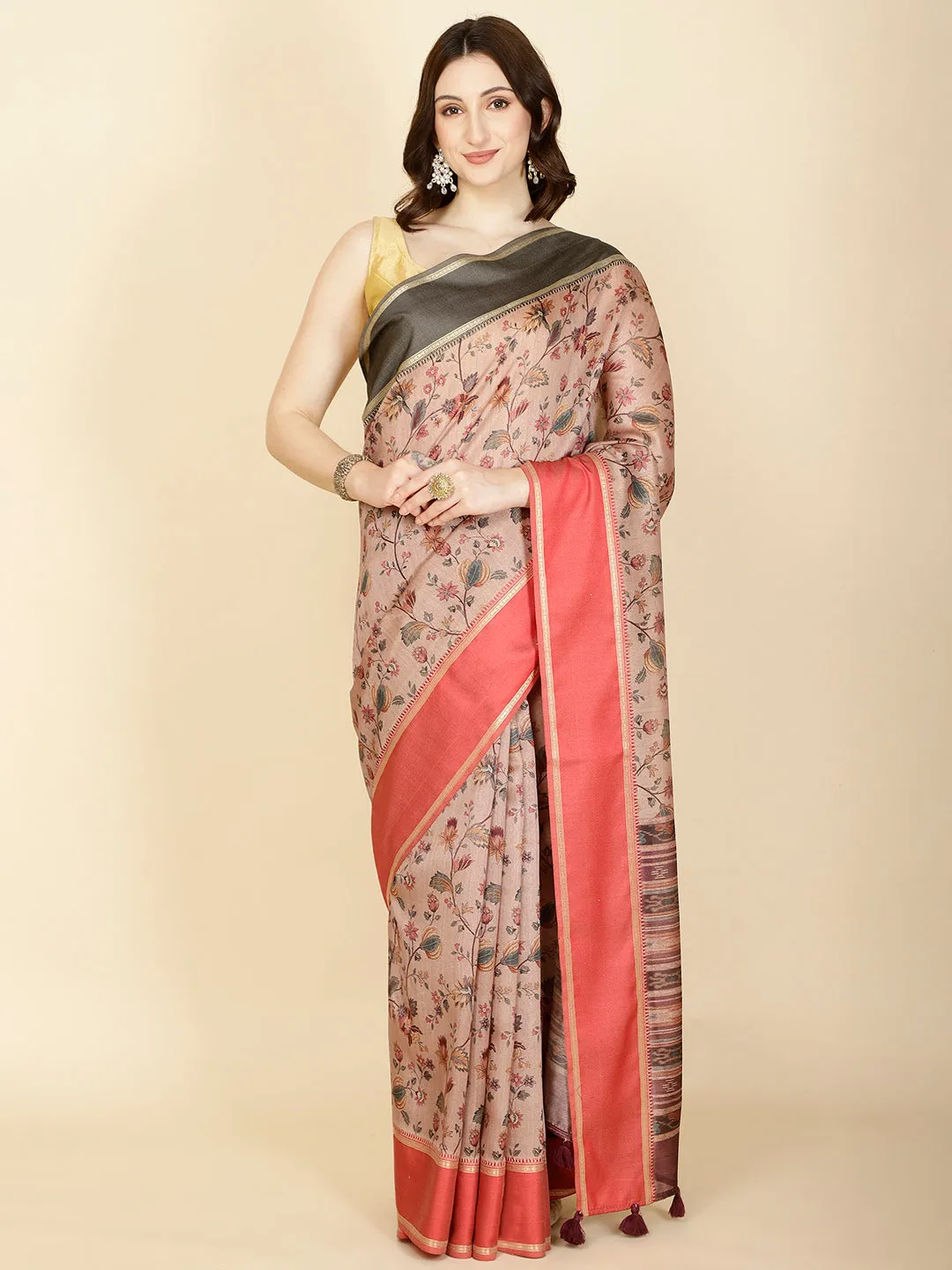 Digital Floral Printed Cotton Saree