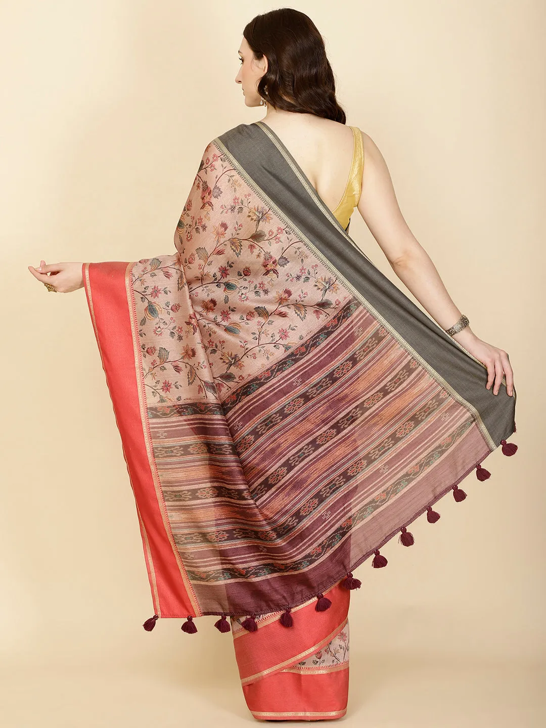 Digital Floral Printed Cotton Saree