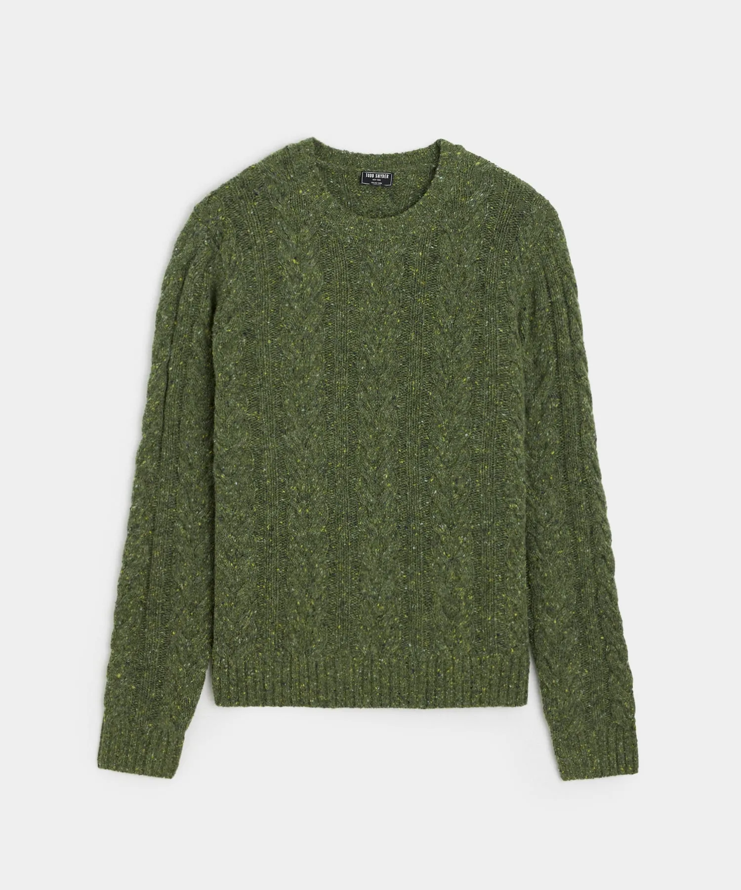 Donegal Cable Crewneck Sweater in Garden Green