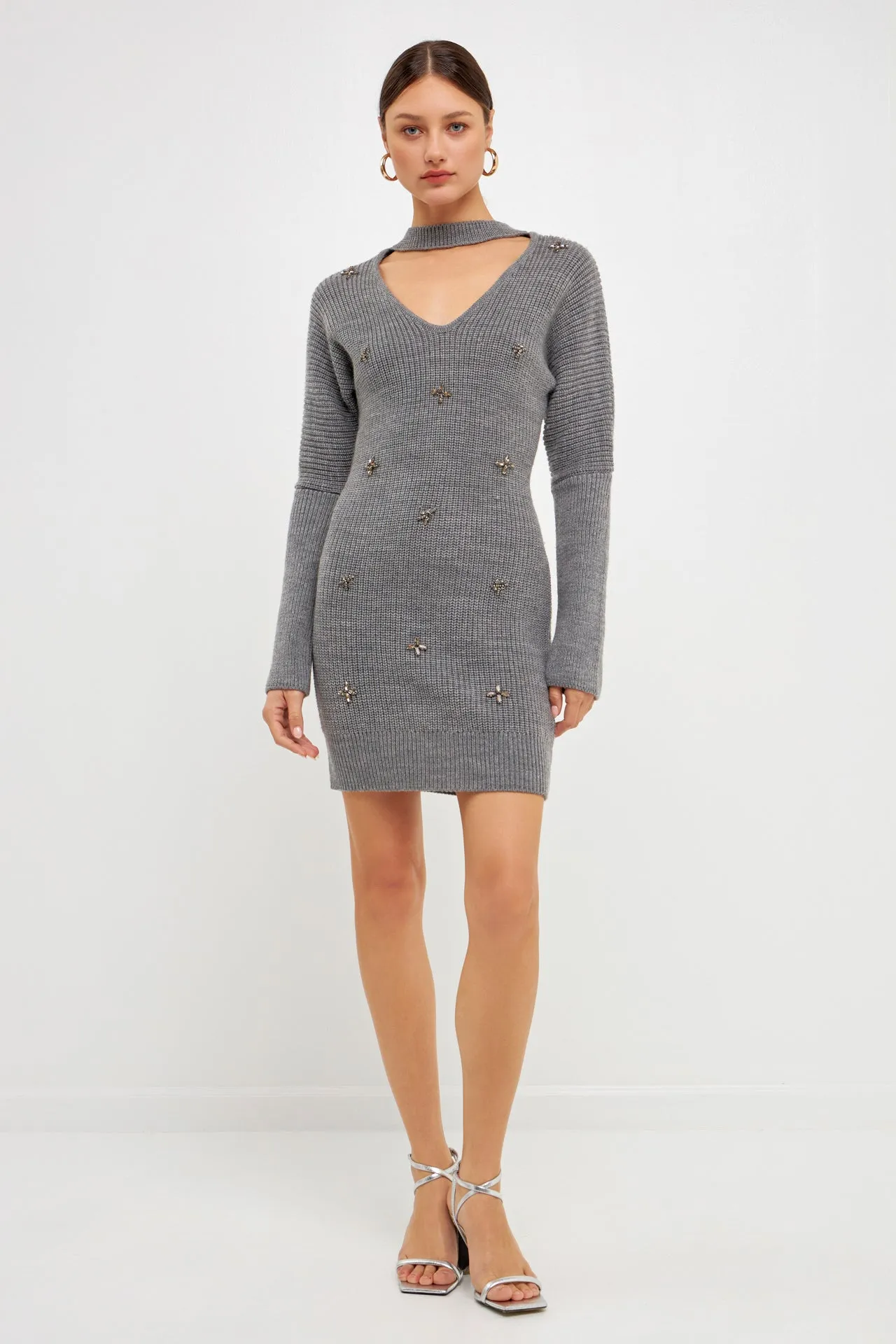 Endless Rose - Embellished Sweater Dress