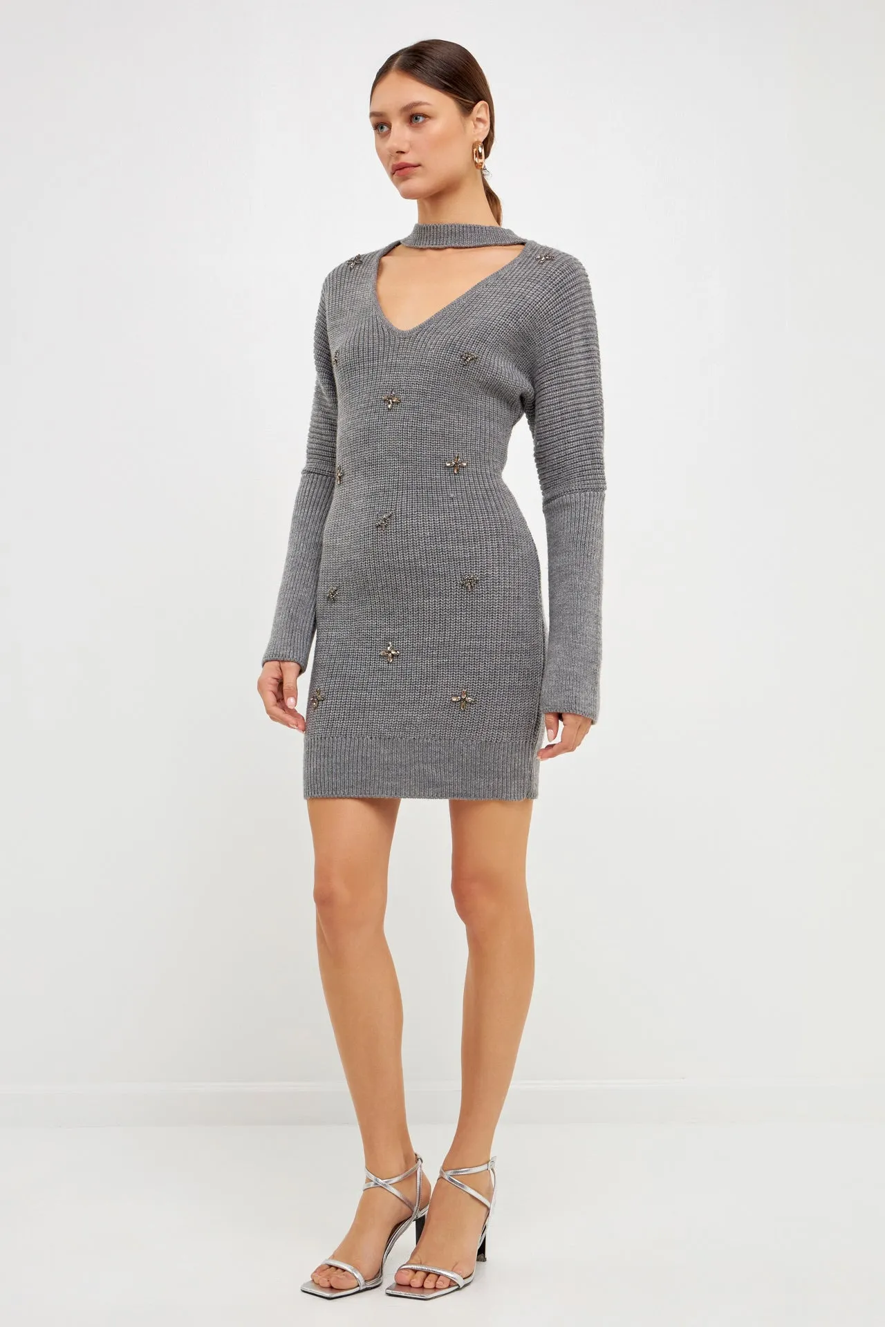 Endless Rose - Embellished Sweater Dress