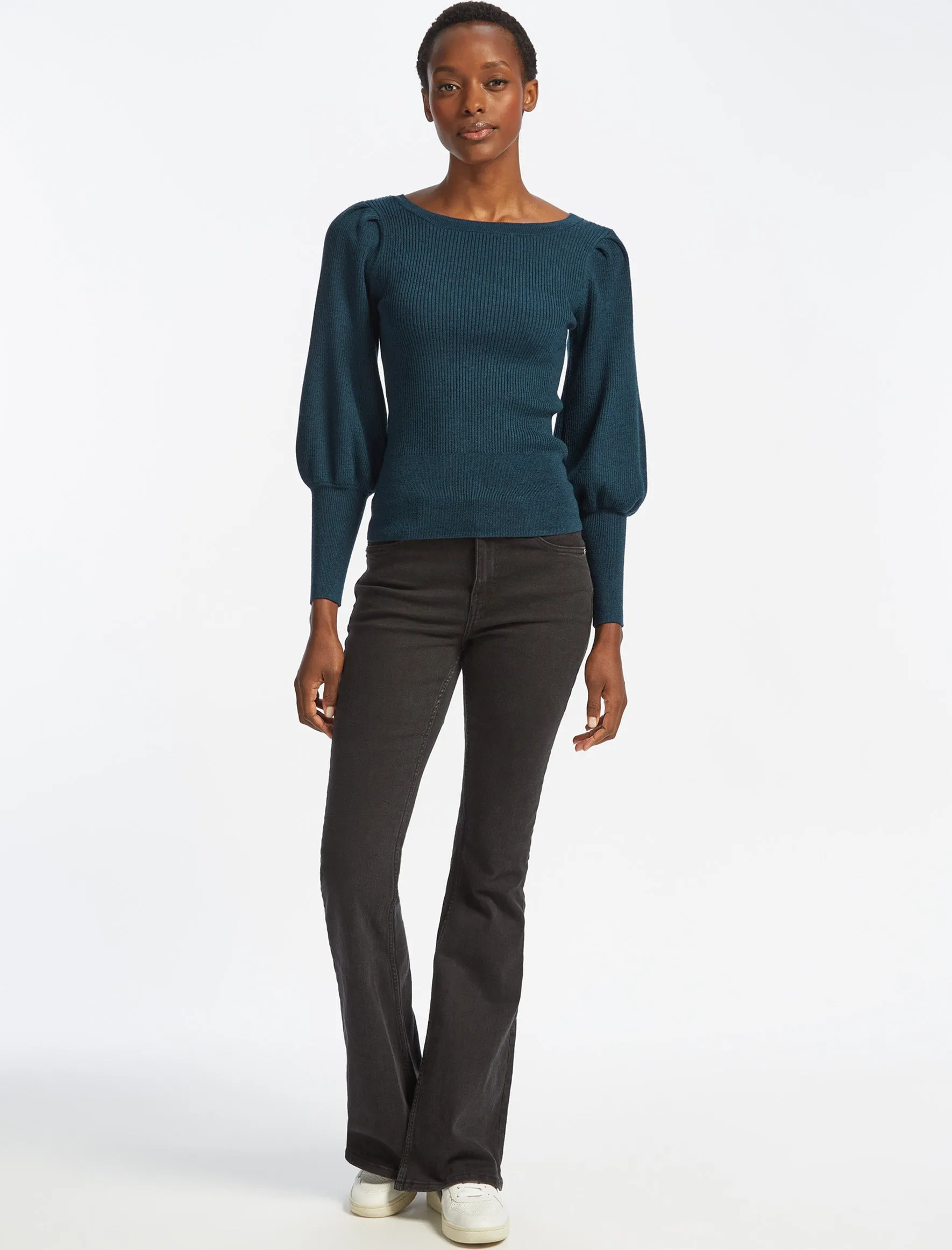 Eva Wool Boat Neck Jumper - Petrol