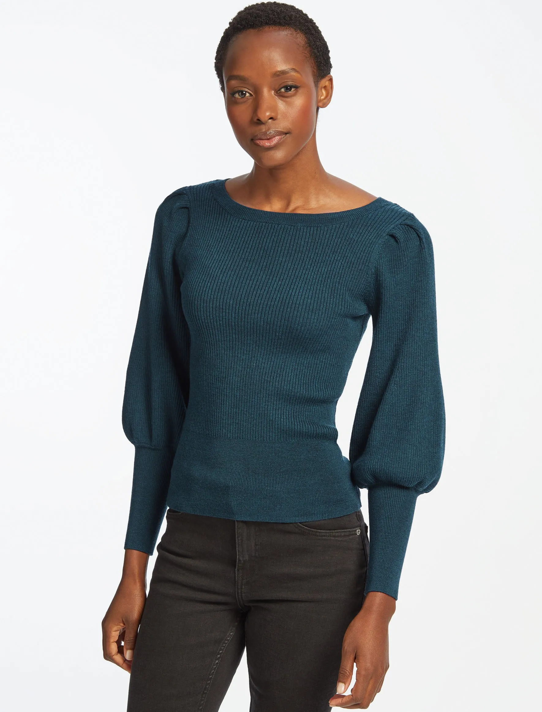 Eva Wool Boat Neck Jumper - Petrol