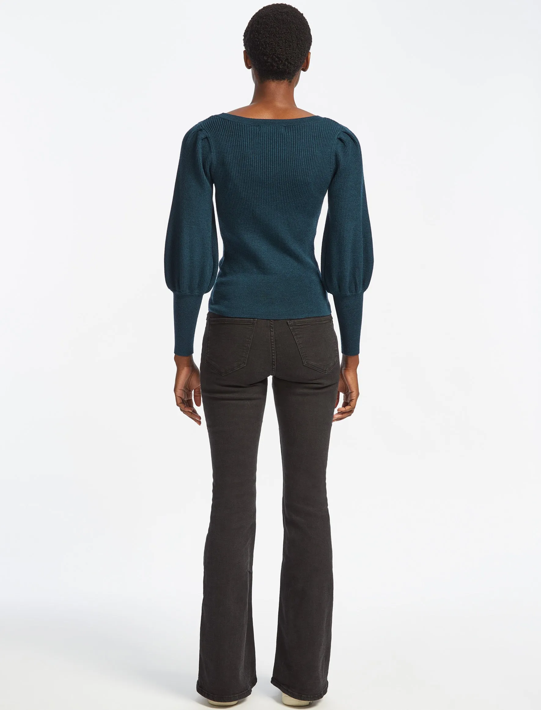 Eva Wool Boat Neck Jumper - Petrol