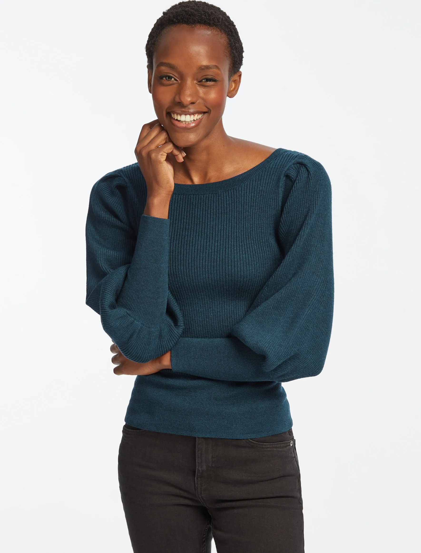 Eva Wool Boat Neck Jumper - Petrol