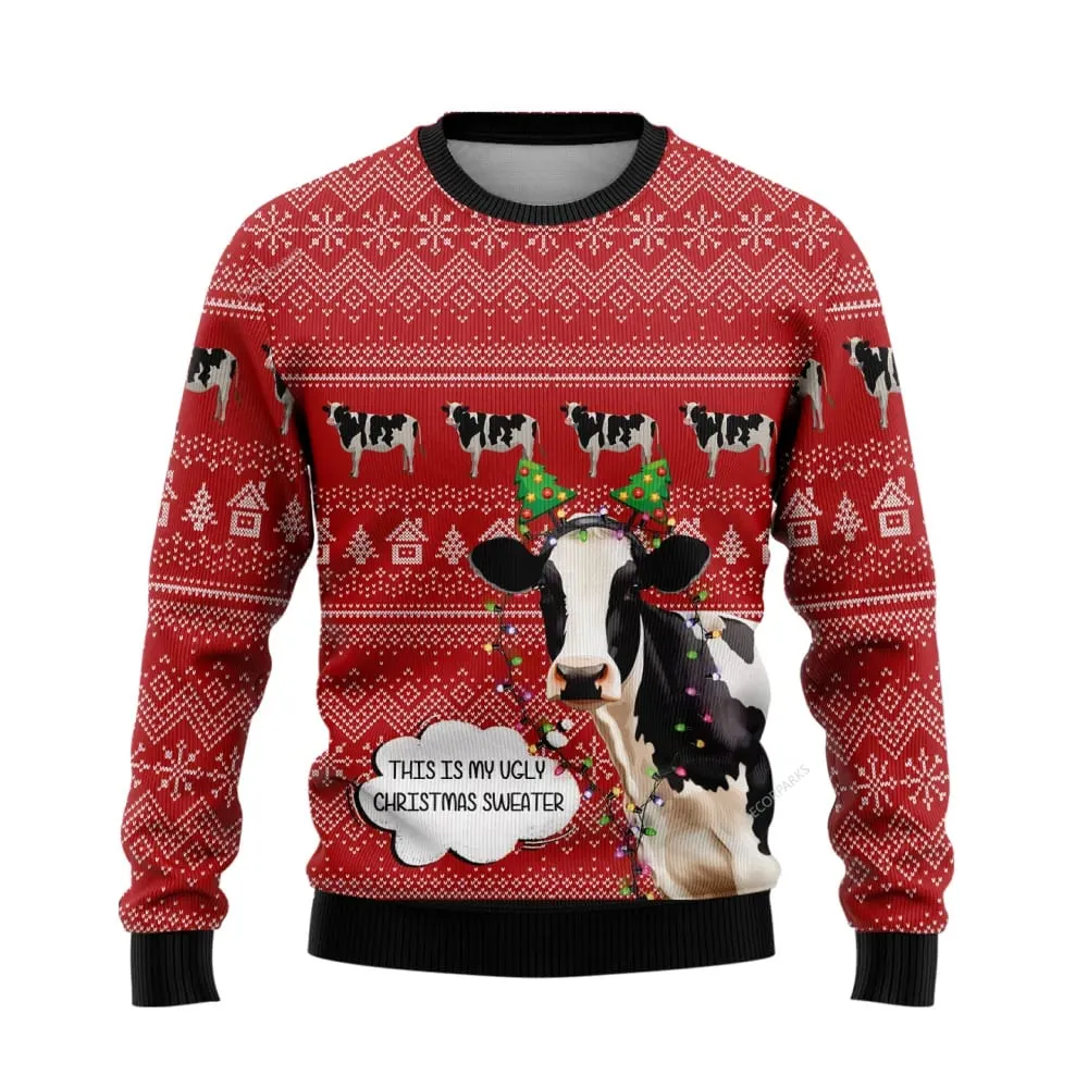 Funny Dairy Cattle Ugly Christmas Sweater, Farm Sweater, Christmas Gift, Best Winter Outfit Christmas