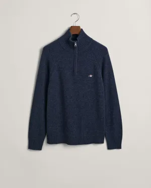 GANT - Bicolored Raglan Half Zip, Dark Navy Melange