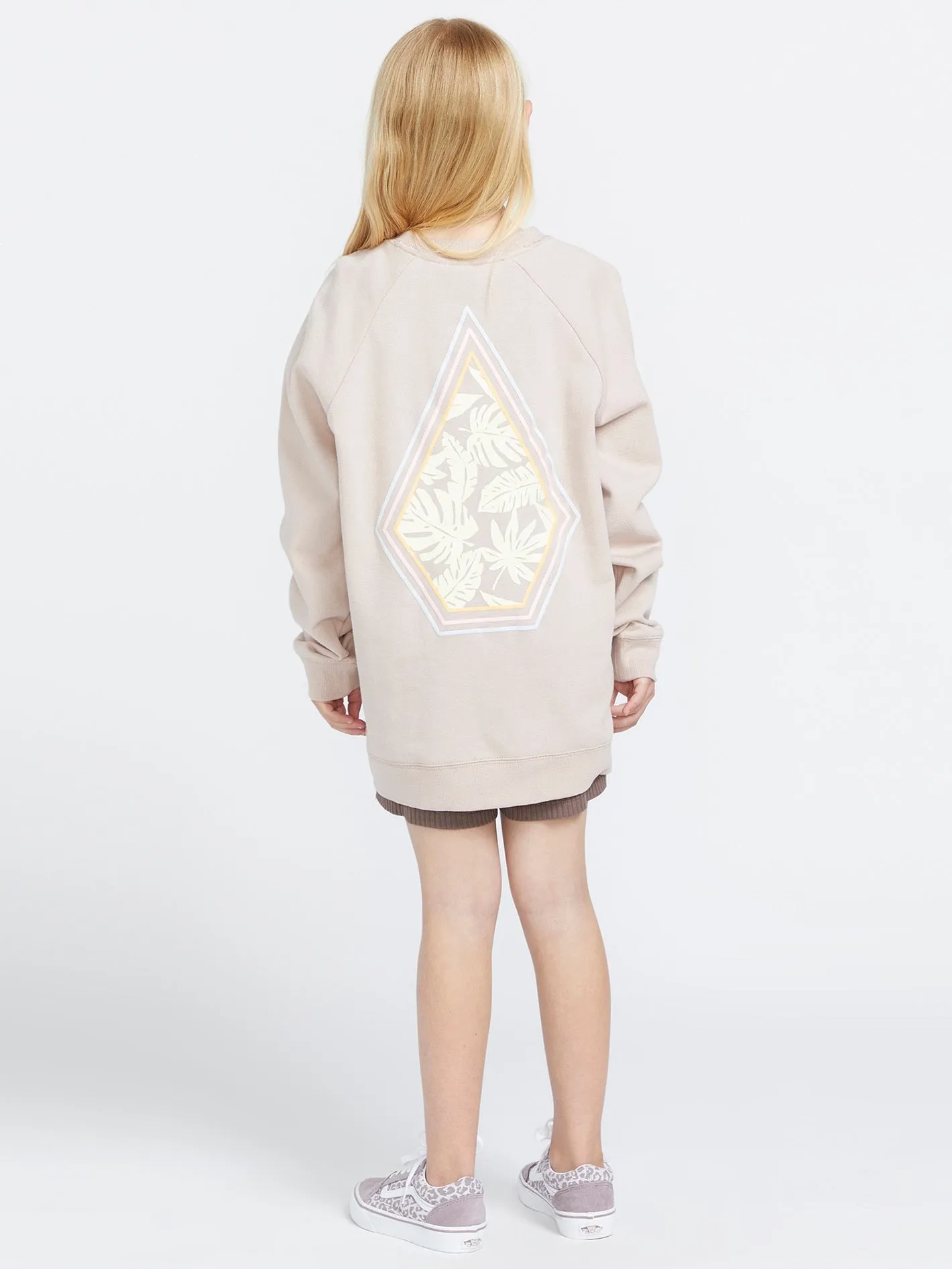 Girls Truly Stokin Boyfriend Crew Sweatshirt - Mushroom