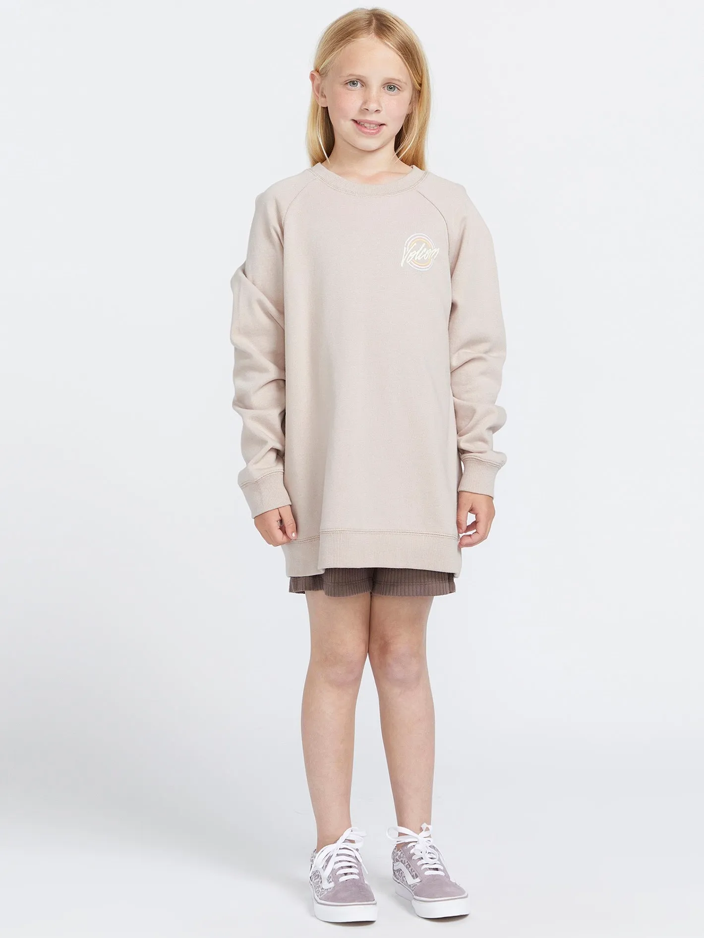 Girls Truly Stokin Boyfriend Crew Sweatshirt - Mushroom