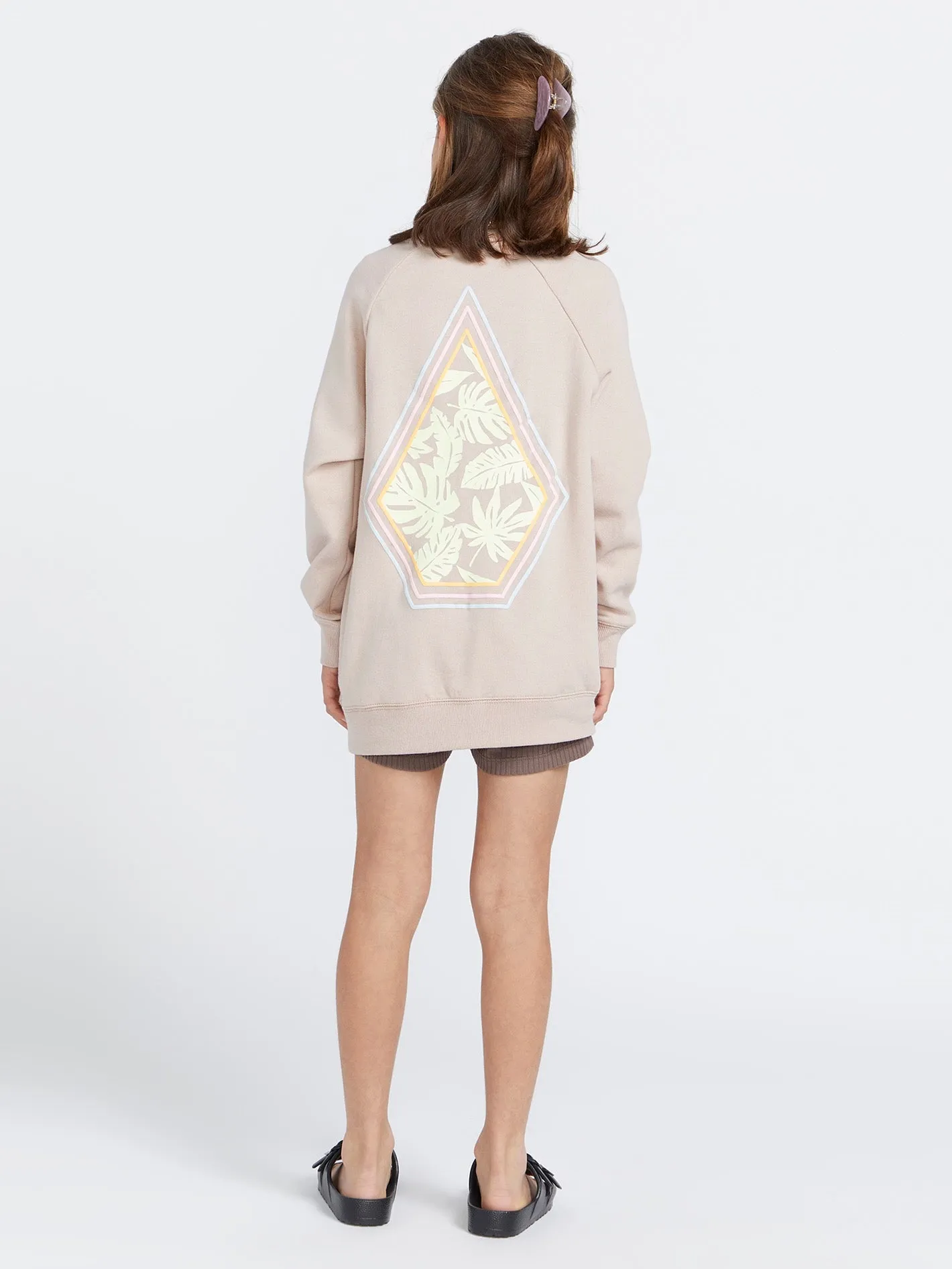 Girls Truly Stokin Boyfriend Crew Sweatshirt - Mushroom