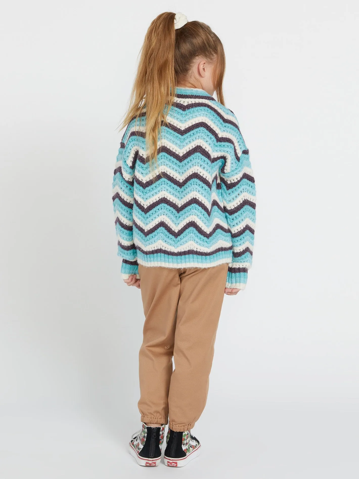 Girls Zigzy Zagzy Sweater - Aqua