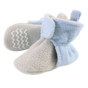 Hudson Baby Cozy Fleece Booties, Light Blue Light Gray