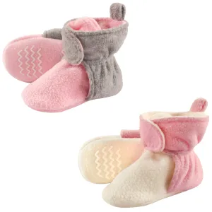 Hudson Baby Cozy Fleece Booties, Lt Pink Cream