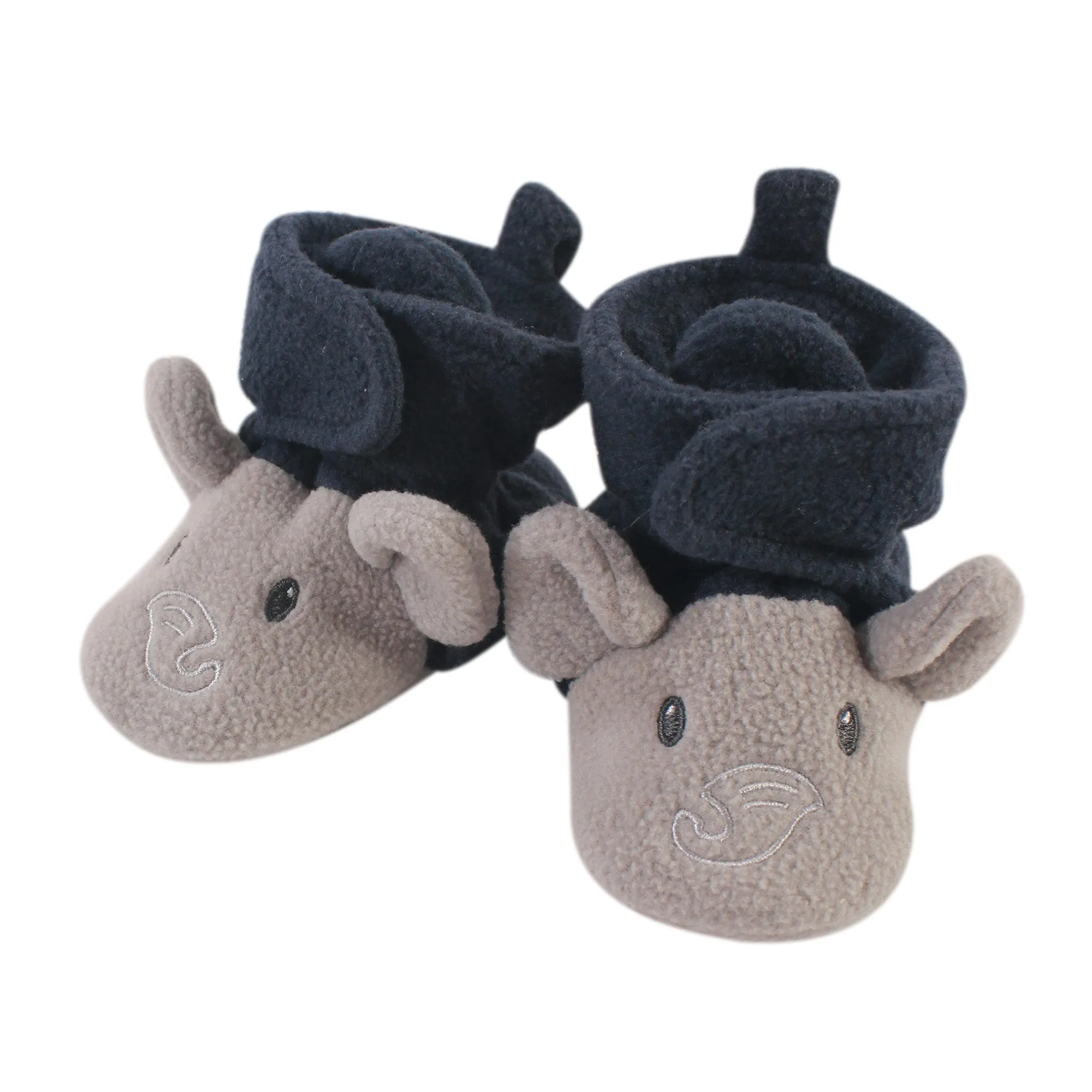 Hudson Baby Cozy Fleece Booties, Navy Gray Elephant