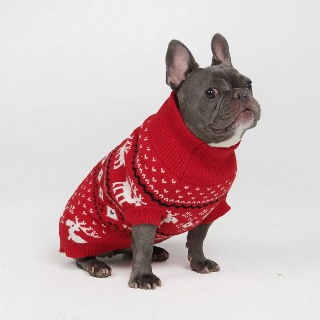 Knit Christmas Dog Sweater - Dasher Red