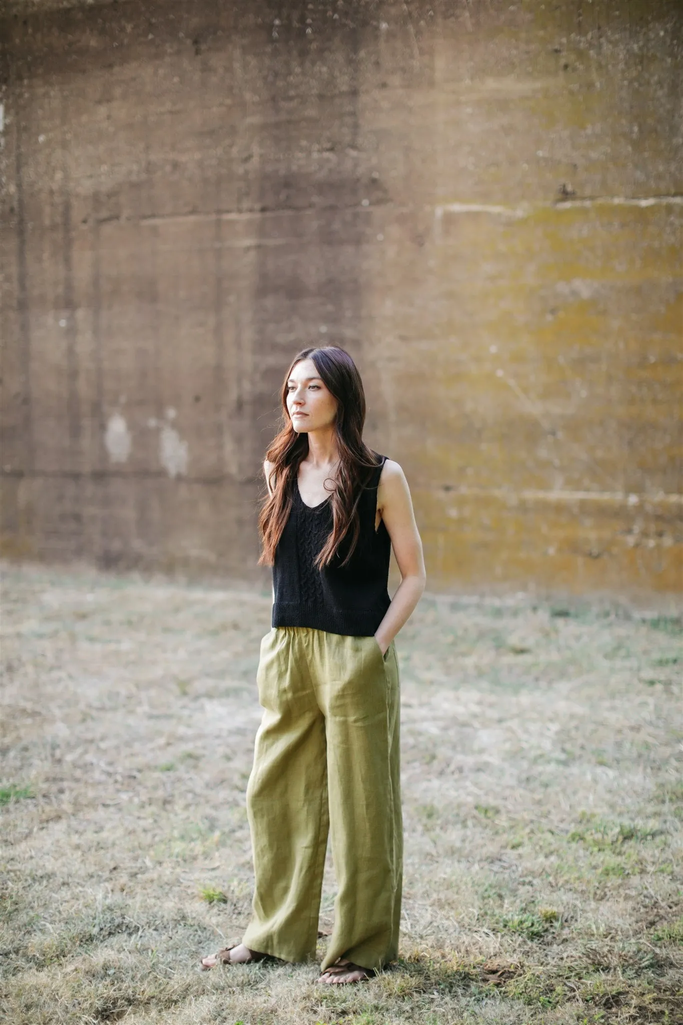 Laura Hand Knit Cotton Tank in Black - XL