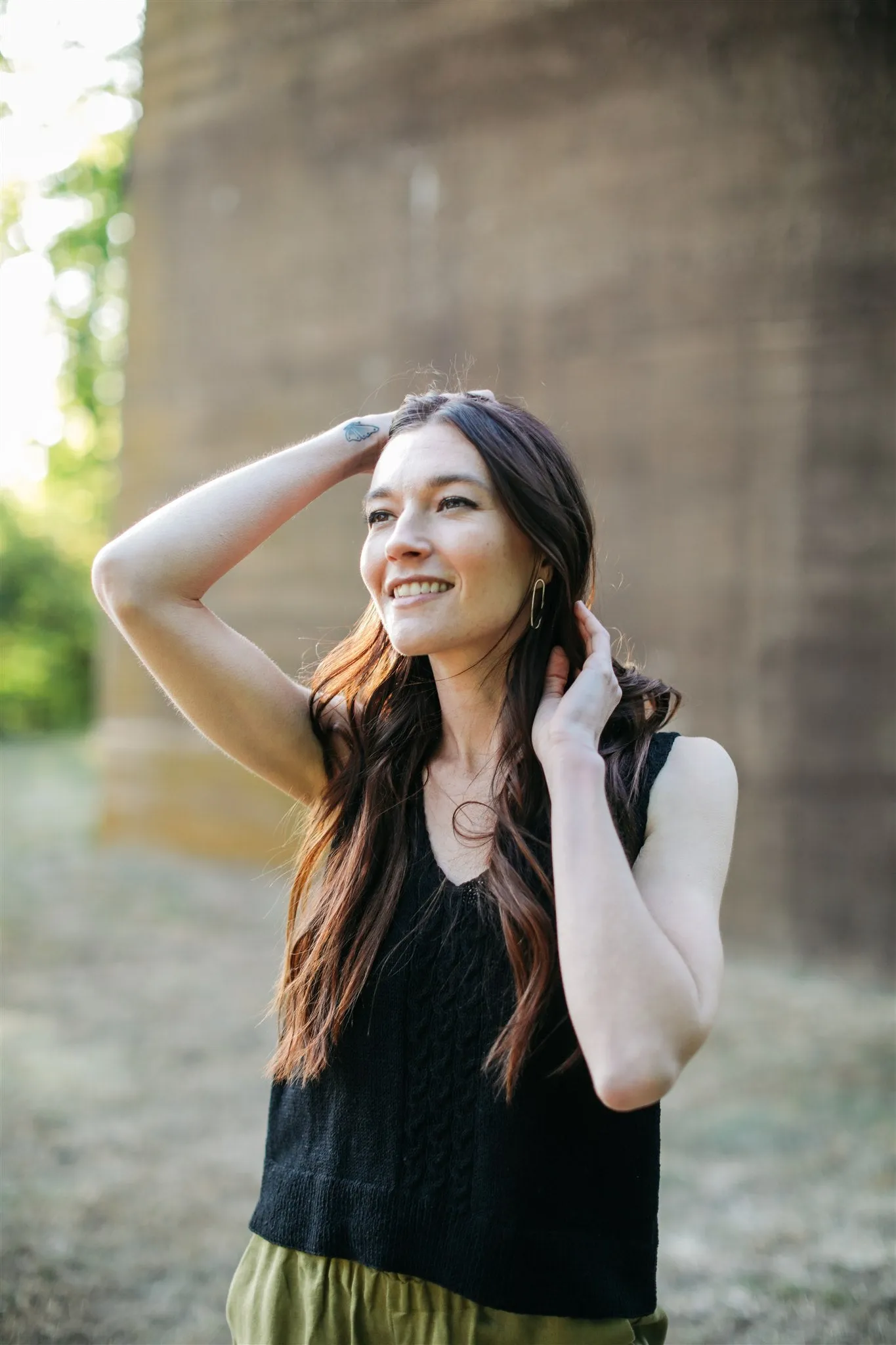 Laura Hand Knit Cotton Tank in Black - XL