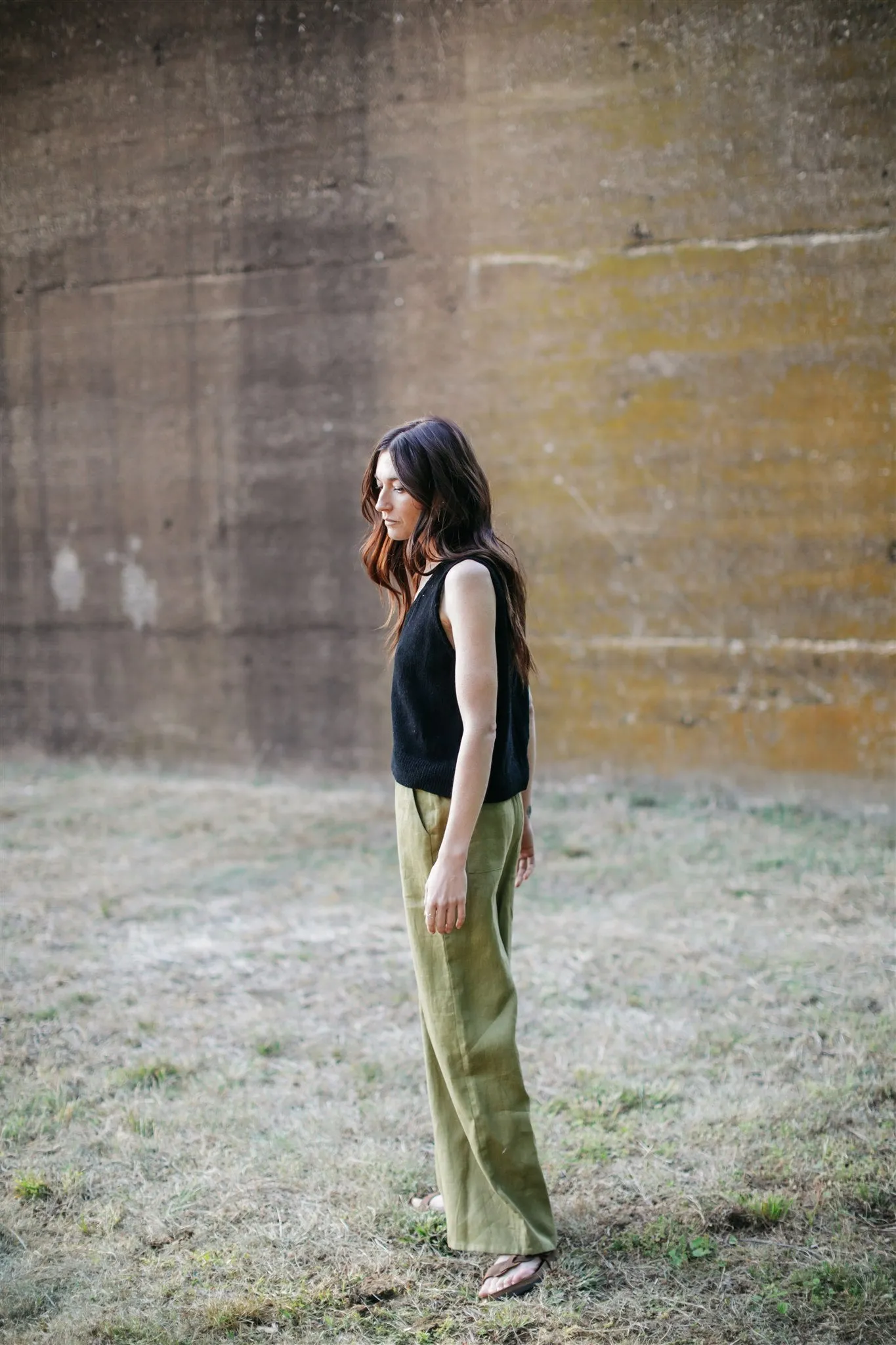 Laura Hand Knit Cotton Tank in Black - XL