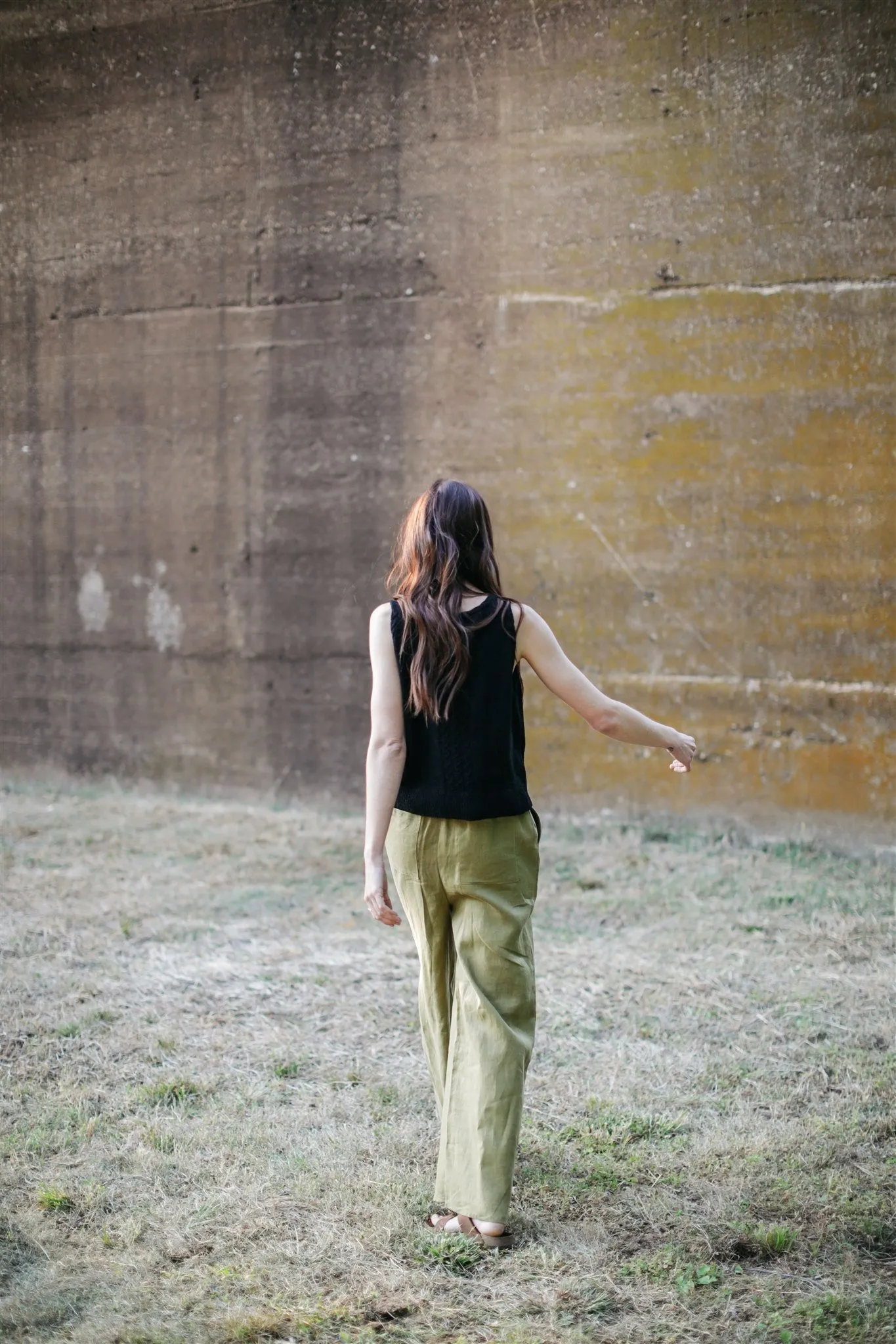 Laura Hand Knit Cotton Tank in Black - XL